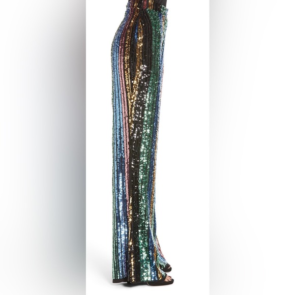 Mumu Leigh High Waisted Striped Sequin Pants New Size Medium - Picture 3 of 8